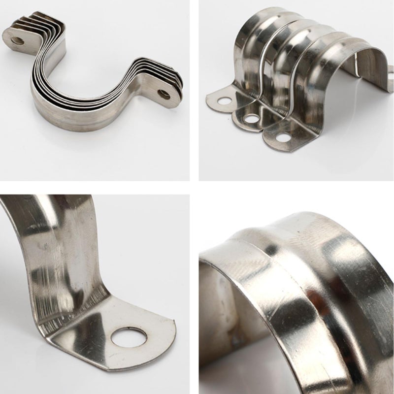 Sipery 20Pcs Reinforced Rigid Pipe Strap 2 Inch Two Hole Strap U Bracket Pipe Clamps, 304 Stainless Steel Conduit Clamps Tension Tube Clip for Pipes Fixing M50 - Image 3